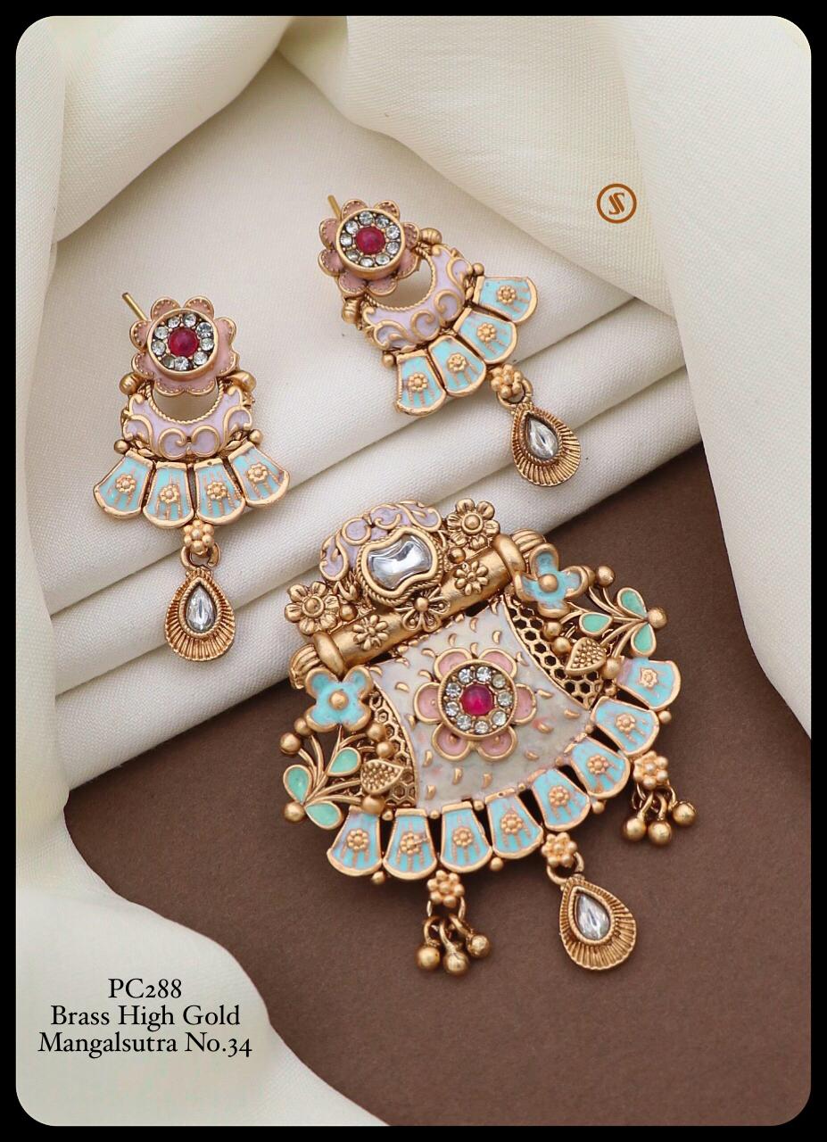Pc 28 Fancy Brass High Gold Mangalsutra Pendal Butti Exporters in India
